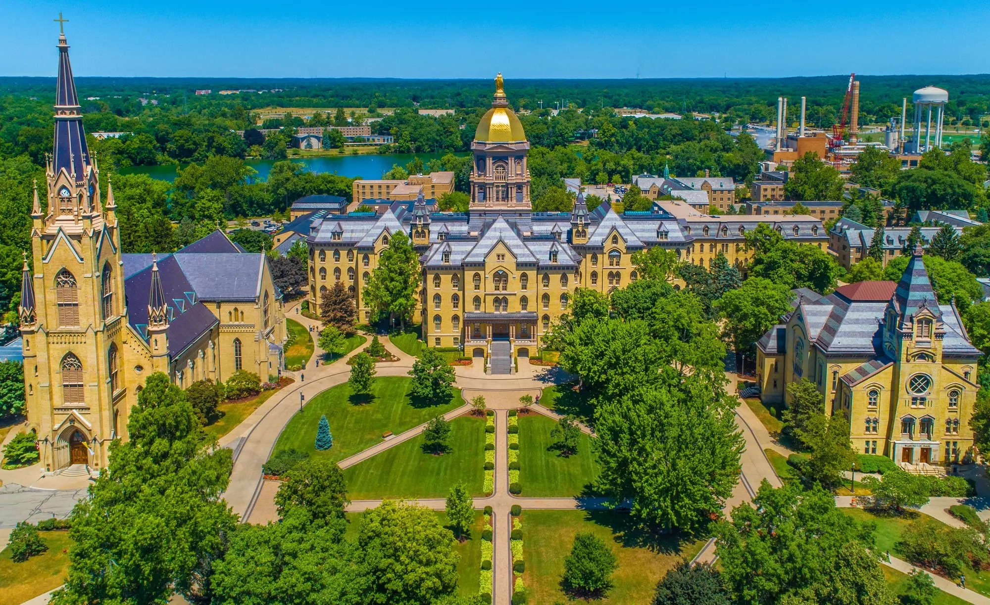 The University of Notre Dame is a private Catholic research university located in Notre Dame, Indiana, founded in 1842. Image of The University of Notre Dame is a private Catholic research university located in Notre Dame, Indiana, founded in 1842.